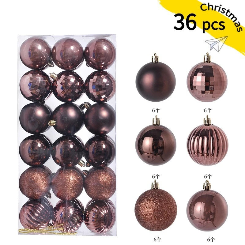 24/36Pcs Christmas Decoration 3/4CM Balls Hanging Christmas Tree Pendants Ornaments for Home Party Decor New Year Gift Accessory