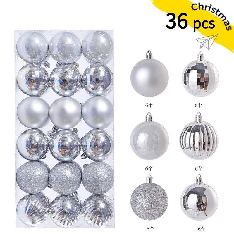 24/36Pcs Christmas Decoration 3/4CM Balls Hanging Christmas Tree Pendants Ornaments for Home Party Decor New Year Gift Accessory